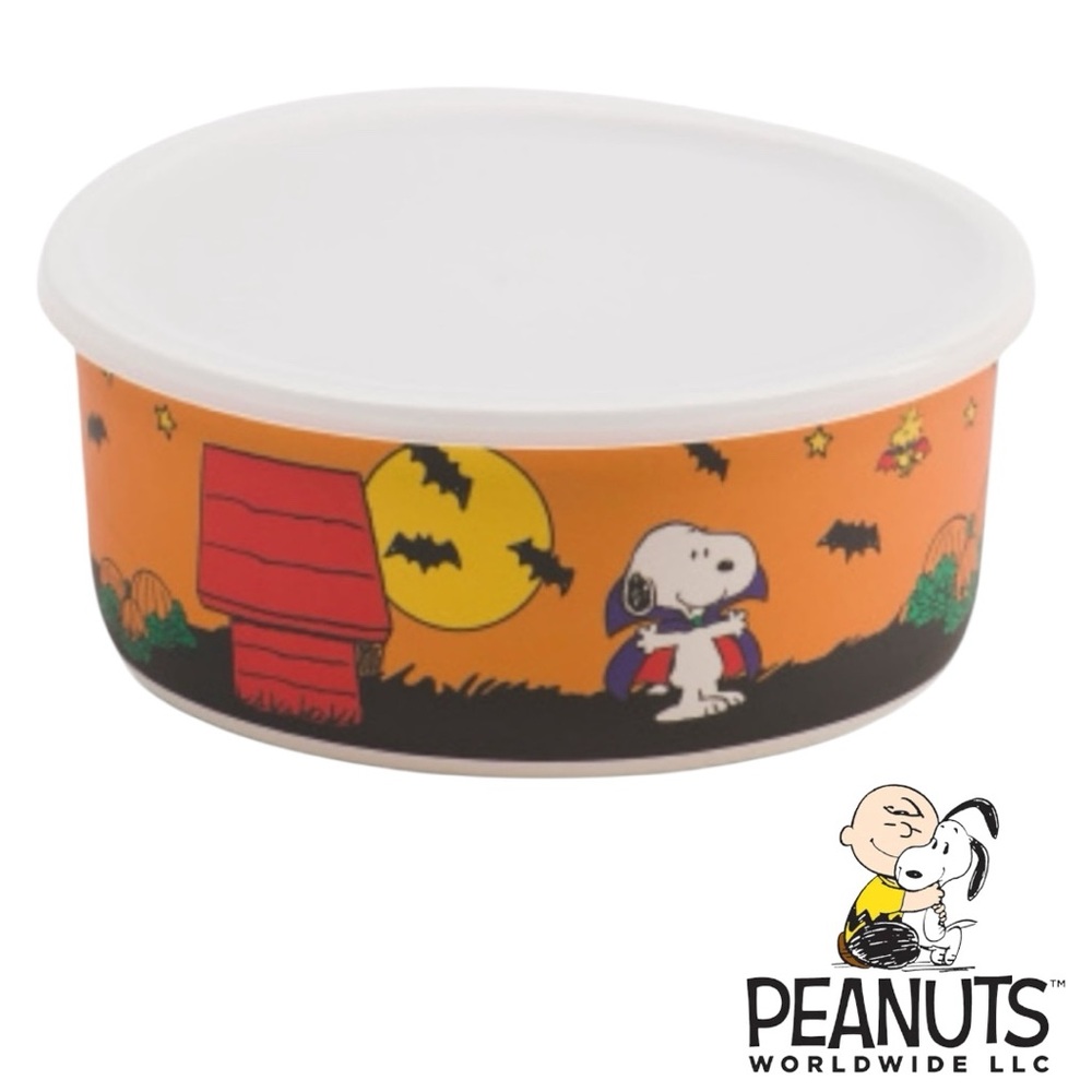 Peanuts Bamboo Large Round Storage Container